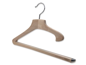 Cintre à pinces bois naturel avec encoche 44cm, cintre pantalon adulte